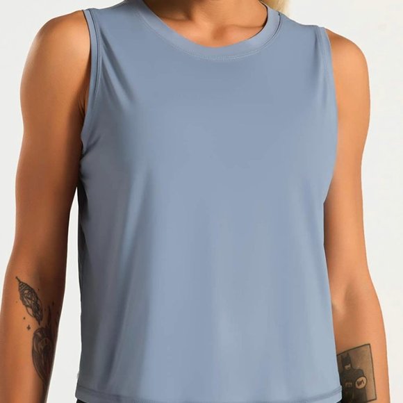 Womens Blue Workout Tank Top - Picture 2 of 3